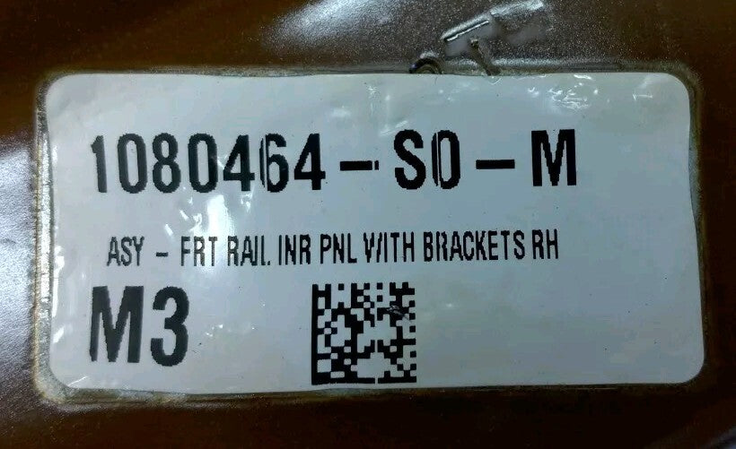 NEW Tesla Model Y Front Rail Inner Panel With Brackets Right 1080464-S0-M OEM
