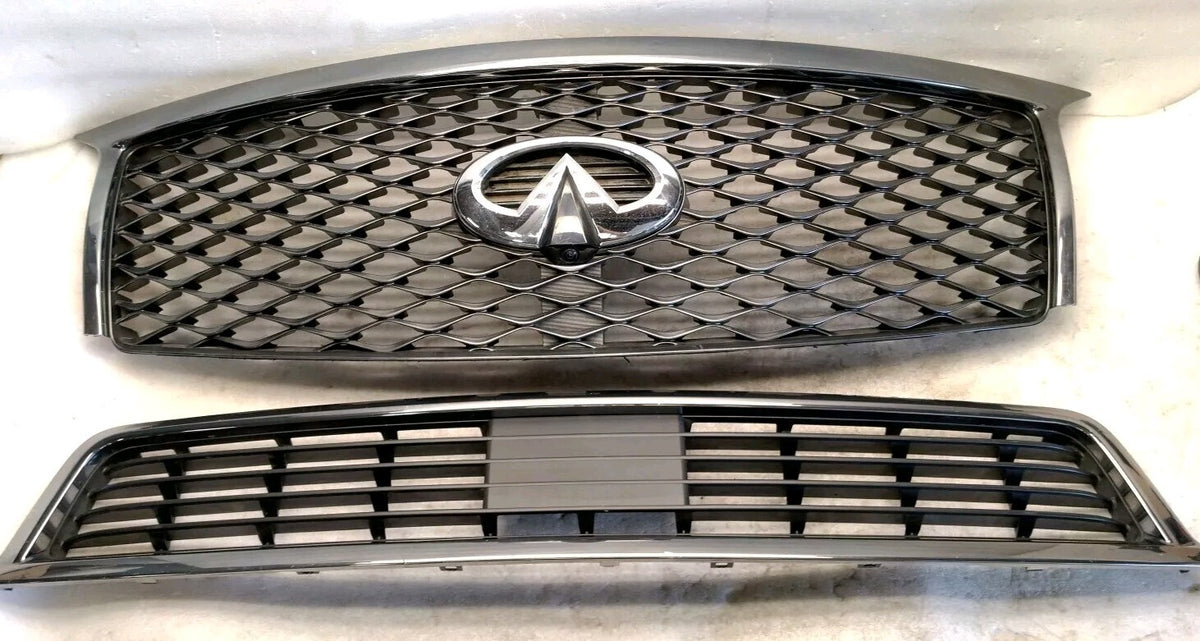 14-17 Infiniti QX80 Limited Radiator Grille & Lower Grille Assy Dark Chrome OEM